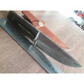 Handmade DAMASCUS Steel Hunting Knife, FULL TANG, with MICARTA handle scales.