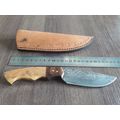 Handmade Damascus steel HUNTING  knife with WOODEN handle scales.