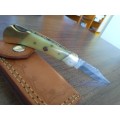 Handmade Damascus steel folding knife with Camel Bone  handle scales. VALENTINE'S GIFT !!