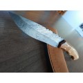Handmade Damascus steel HUNTING  knife with WOODEN handle scales.