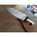 Handmade Damascus steel HUNTING  knife with WOODEN handle scales.