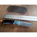 Damascus VG-10 Stainless Steel folding knife, RAZOR Sharp, EBONY WOOD & Shell handle.
