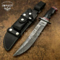 HANDMADE IMPACT Rare CUSTOM Damascus Hunting Knife with BULL HORN handle.