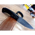 Handmade Damascus steel HUNTING  knife with BULL HORN handle scales. FREE Bracelet !!!!
