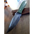 Handmade Damascus steel HUNTING  knife with MICARTA handle scales. FREE Leather Pouch.