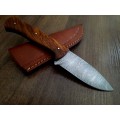 Handmade Damascus steel HUNTING Knife with Wooden handle scales, New stock !
