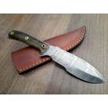 Handmade Damascus steel HUNTING Knife with Epoxy Resin handle scales, Crazy R1 start.