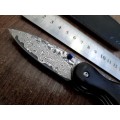 Damascus VG-10 Stainless Steel folding knife, RAZOR Sharp, New Stock, High Quality, Ebony handle.