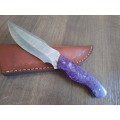 Handmade Damascus steel HUNTING  knife with Epoxy Resin handle scales. Crazy R1 start auction.
