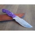 Handmade Damascus steel HUNTING  knife with Epoxy Resin handle scales. Crazy R1 start auction.