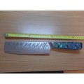 Damascus VG-10 Stainless Steel Japanese NAKIRI Knife, Abalone & Epoxy Resin handle, RAZOR SHARP!