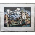Rare! District 6, Watercolor Linocut By Gregoire Boonzaier, Dated 1979 (Unframed)