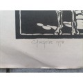 Rare! Double Donkey Cart Linocut By Gregoire Boonzaier, Signed and Dated 1978 in Pencil, UNFRAMED
