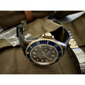 Stunning Rolex Two Tone Bluesy, with original two tone gold and stainless strap and RUBBER B Strap
