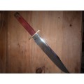 LARGE BOWIE KNIFE 36CM & BLADE 23CM & LEATHER SCABBARD