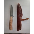 HUNTING KNIFE HANDMADE USIN SANJIA K 88 BLANK, HANDLE HANDMADE WITH WOOD FROM MARLOTH PARK