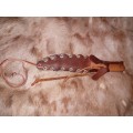HUNTING KNIFE WITH HANDMADE HANDLE AND LEATHER SCABBARD