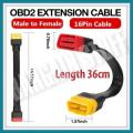 Universal OBD2 Extension Cable 36cm 16Pin male to Female