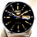 Vintage Seiko 5 . Automatic Gorgeous 24 Railway Time Day Date Mens Watch