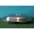 Retro Stainless Steel Serving Dish with Lid (22 x 31cm)