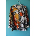 Boho / Afrocentric Shirt with Orange, Black and White Print (Medium / Large)