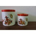 Set of Two Vintage Enamelled Tins / Containers