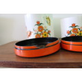 Set of Two Vintage Enamelled Tins / Containers