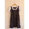 Navy and White Vintage Peasant Dress (XS / Small)