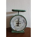 Very Old Mint Green Metal Kitchen Scale (for decor use)