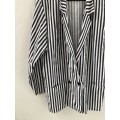 Vintage Blue and White Striped Linen Jacket (Size 12)