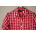 Red Check Vintage 90`s Button Up Dress (Large / XL))