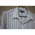 Banana Republic Blue and White Button Up Shirt (Large)