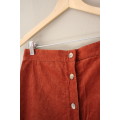 Vintage Rust Coloured Corduroy Button Up Skirt (Medium / Large)
