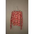 HandM Red and Orange Floral Button Up Cardigan (Small)