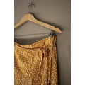 Mustard Floral Wraparound Skirt (Size 16)