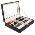 8 Slot Eyeglass Sunglass Storage Box, CARBON, Glasses Display Case Storage Organizer Collector (8