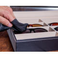8 Slot Eyeglass Sunglass Storage Box, CARBON, Glasses Display Case Storage Organizer Collector (8