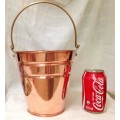 A lOVELY BUCKET*COPPER  BRASS[ handel+attached piece ]BASE STAMPED"COPPER HAND MADE CAPE TOWN -SOLID