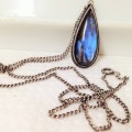 VTG Pendant*BUTTERFLY WING PENDANT[BACKstamped 27SILVER]*CHAIN delicate[STAMPED SILVER]50'sEXQUISITE