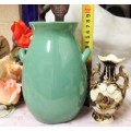 2 xVASE Porcelain 1 Stylish Teal +1Embossed  Browns[ small has chips]