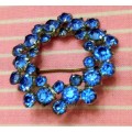 BROOCH - BLUE CRYSTALS - SILVER TONE Metal back LOOK At My BUY NOW LISTINGS NO WAITING