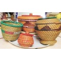 EXCEPTIONAL QUALITY **Ethnic 4items  SMALL HAND WOVEN[3 LIDDED 1not] BASKETS*VENDA TRIBAL ART DESIGN