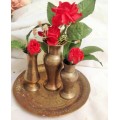 BRASS 3 x Posy Vases +1 Small tray TRAY ORNAMENT!!GREAT COUNTRY HOME DECOR