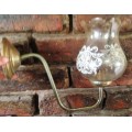 SCONCE METAL WALL LIGHT FITTING+GLASS SHADE Champagne colour  with white decor one frill has chip