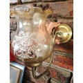 SCONCE METAL WALL LIGHT FITTING+GLASS SHADE Champagne colour  with white decor one frill has chip
