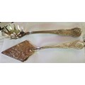1 PASTA FORK AND 1 LIFTERhasSERRATED  EDGES*KINGS PATTERN232grms solid*GREAT COUNTRY HOME DECOR*