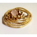 BROOCH - ROLLED GOLD ROSE QUARTZ*SEMI PRECIOUS GEM STONE GERMANY LOOK at My BUY NOW ltems NO WAITING