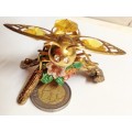 BUMBLE BEE - figurine CLOISONNE FLOWERS*EYES CRYSTALS 3CUT YELLOW CRYSTAL GLASS INSET WINGS