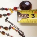 Necklace -  Red CRYSTALS cut  Glass faceted large Pendant Smokey looking Bead and smaller mix