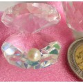 Crystal Oyster inside PEARL - Cut glass faceted- inside Pearl  faux STUNNING